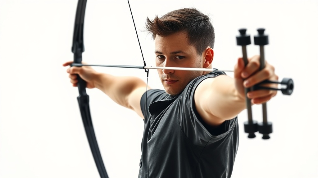 올바른 자세로 활을 당기고 있는 양궁 선수의 측면 모습